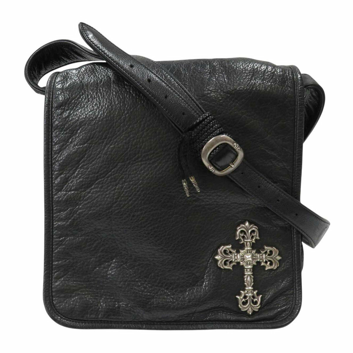 クロムハーツ フィリグリー クロス メール バッグ レザー SV925 ユニセックス ブラック CHROME HEARTS 【中古】 【アパレル・小物】