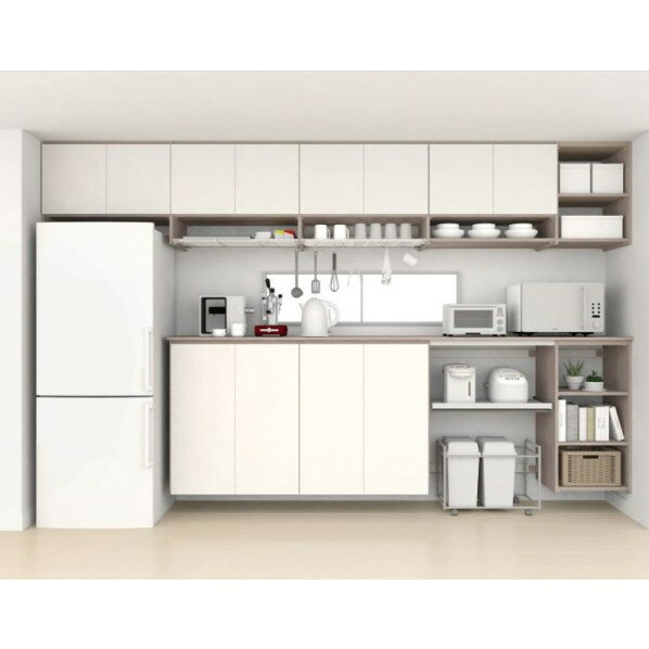 南海プライウッド キッチン開戸収納 シェフモ ハイカウンタープラン 12尺 アッシュウォールナット AT000038AJ 1セット