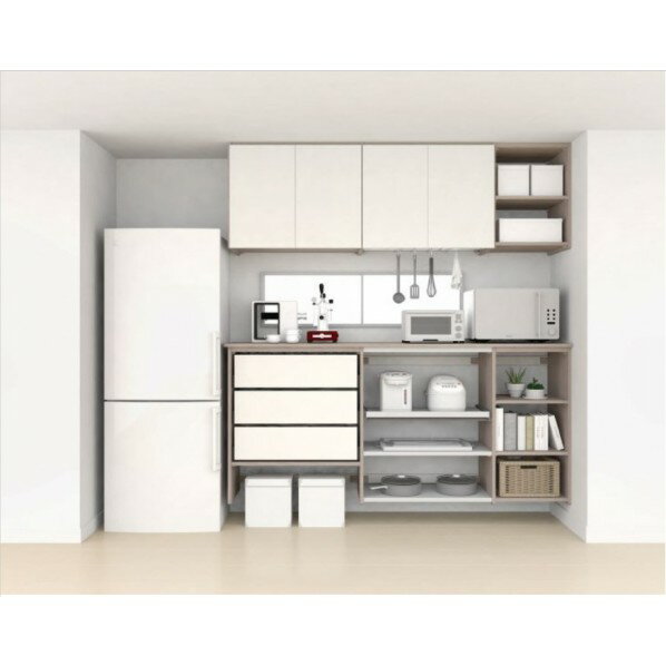 南海プライウッド キッチン開戸収納 シェフモ ハイカウンタープラン 6尺 アッシュウォールナット AT000029AJ 1セット