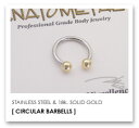 ステンレス・サーキュラー バーベル 16Ga. & 18金 イエローゴールド・ボール (3/32") ANATOMETAL / アナトメタルK18 ゴールド & ステンレス・ボディピアス ジュエリー