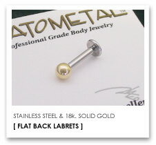 【ANATOMETAL】 ボディピアス　ステンレス・フラットバック・ラブレット 14Ga.& 18k. Yellow Gold Ball (1/8")