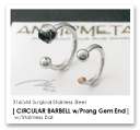ステンレス・サーキュラーバーベル 14Ga. & タイタニアム・プロングセット・ジェムエンド 2.5mm ANATOMETAL / アナトメタル / ボディピアス