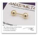 18金 ストレートバーベル 14Ga. 3/8" & ボール (5/32") ANATOMETAL / アナトメタル / K18 ゴールド ボディピアス