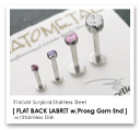 【正規直輸入品】ステンレス・フラットバック・ラブレット 12Ga. & タイタニアム・プロングセット・ジェムエンド 3mm ANATOMETAL / アナトメタル / ボディピアス
