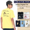 送料無料 メール便 Tシャツ 半袖【Cheater Five(チーターファイブ)インディアンオリジナルTシャツ】メンズ 春 夏 トップス プリント プリントT 丸首 ラウンドネック 綿 コットン ホワイト 白 イエロー 黄色 ブルー 青 水色 ネイビー 紺 ブラック 黒 M L XL 春夏