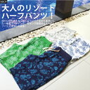 送料無料 メール便【リゾート柄裏毛ハーフパンツ】メンズ ボトムス パンツ ショートパンツ ショーツ スウェット ウェストゴム カジュアル リラックス イージーパンツ リゾート アロハ ハワイ 花柄 フラワー ボタニカル 柄 柄パンツ 春夏 旅行 裏毛 ハーフ丈