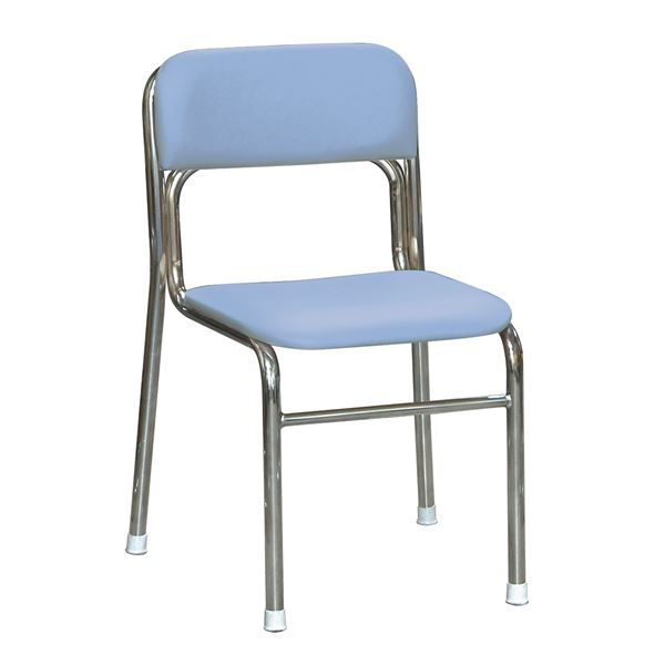 軽量 スタッキングチェア 【5脚セット ブルー×クロムメッキ 幅45cm 重さ4.5kg】 日本製 防汚仕様 スチール 『リブラ チェア』【代引不可】