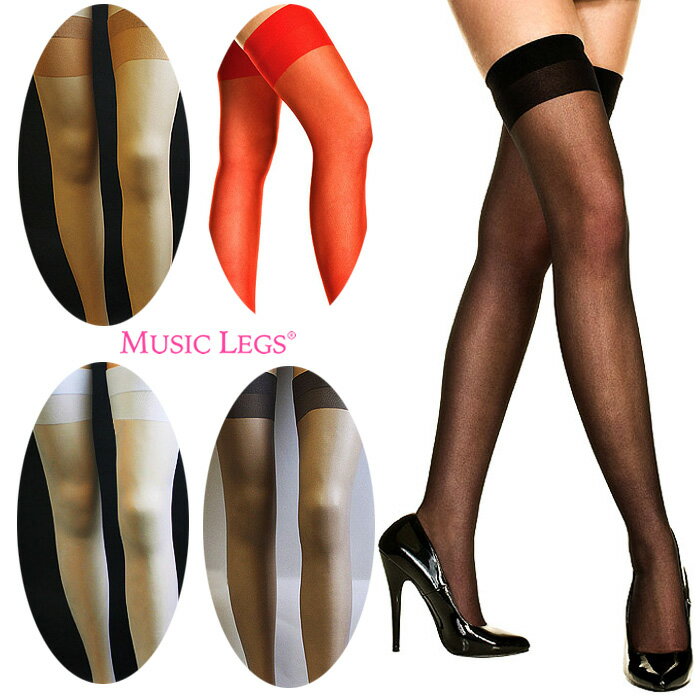 【即納】【Music Legs】薄手のシアー素材のオーバーニーストッキング/太ももゴムストッパー/品番4101/w50/【あす楽対応】Music Legs ミュージックレッグ サイハイ ストッキング コスプレ