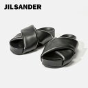 ジルサンダー JIL SANDER JS38044A 15001 サンダル レディース シューズ オープントゥ ブランド イタリア クロスオーバーストラップ シンプル レザー フラット スライド カジュアル 001 黒 ブラック