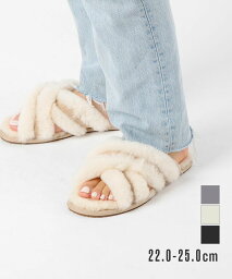 アグ UGG 1123572 サンダル スカッフィータ レディース シューズ スライドサンダル ファー SCUFFITA ロゴ 普段使い ルームシューズ スリッパ おしゃれ 靴 ウィンター 防寒 かわいい 女性 おしゃれ クロスストラップ シープスキン ブラック サンド チャコール 22.0～25.0cm