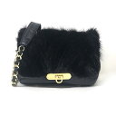 【当店通常価格より20%OFF】パオロマージ ミンクファー チェーンショルダーバッグ PAOLO MASI イタリー製 黒 毛皮 レディース 【中古】