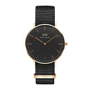 【クーポン利用で1000円OFF】DW00100150 Daniel Wellington ダニエルウェリントン Cornwall コーンウォール 黒文字盤 ブラック 新型 アナログ 36mm クオーツ ローズゴールドケース ナイロンバンド 黒ベルト DW 2針 クラシック ナトーバンド ユニセックス 男女兼用
