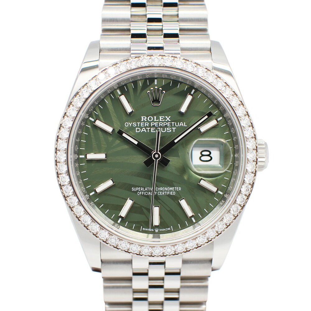 【最大3万円クーポン 5/9 20___00~】【名古屋】【ROLEX】ロレックス <strong>デイトジャスト</strong> 36 126284RBR ランダム オリーブグリーン <strong>パーム</strong>モチーフ SS WG 自動巻き メンズ 保証書付き 2023年【中古】