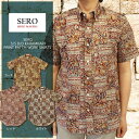 SERO セロ S/S B/D KARAMKARI PRINT PATCH WORK SHIRTS 半袖 カラムカリ プリント パッチワーク シャツ【レッド】/SERO セロ 半袖 カラムカリ プリント パッチワーク シャツ SERO セロ 半袖 カラムカリ プリント パッチワーク シャツ