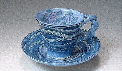 清水焼 珈琲紅茶碗皿 さざ波紫陽花【楽ギフ_包装】ちようど良い大きさです