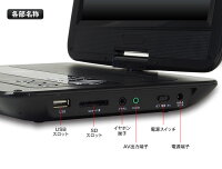 DVDプレーヤーポータブル9インチフルセグ対応CPRM対応車載ヘッドレスト後部座席シガー家庭用ACアダプターDVDCDSDUSB