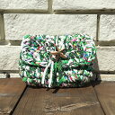 【値下げしました30%OFF】ズパゲッティ 白×緑 ミックス柄ポーチ【かごバッグ】【ズパゲッティ バッグ】