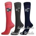 HKM ライディングソックス-ブラック&ホワイト...