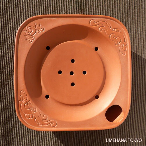 素焼きの茶船（朱泥・四角）【RCP】...:umehana:10000292