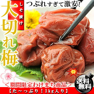 紀州 梅干し 大切れ つぶれ梅 1kg しそ漬け （塩分10%） こわれ うめぼし 梅 訳あり【送料...:umekaisen:10000239