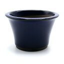盆栽鉢 4号(約13センチ) 丸反型鉢 青色 海鼠釉 瀬戸焼 送料無料