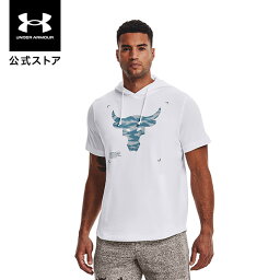 【アウトレット】公式 <strong>アンダーアーマー</strong> UNDER ARMOUR UA メンズ トレーニング プロジェクトロック テリー ショートスリーブ フーディー 1370465 スウェット パーカー 半袖 トップス プルオーバー ロゴ 吸汗速乾 アウトドア スポーツ ジム 運動 部活