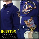 長袖シャツ 2016 S/S『HOUSTON/ヒューストン』 40149 WAPPEN MILLITARY SHIRT / ワッペンミリタリーシャツ -全4色- 「メンズ」「ミリタリー」「長袖」「シャツ」「エアフォース」「アメリカ」「タイガー」【チケット対象】[40149]