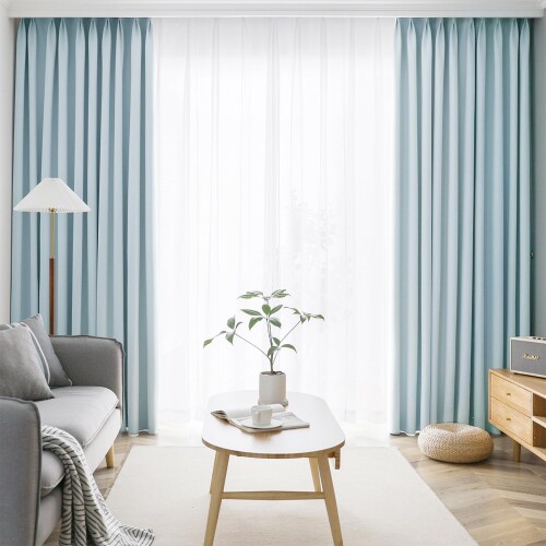 AIFY カーテン 4枚セット 1級 遮光 小窓 ドレープカーテン UVカット 形態記憶加工済み 断熱 節電対策 昼夜目隠し 保温 おしゃれ 洗える 洗濯機対応 (カーテン2枚 レース2枚) 幅150cm x 丈220 cm