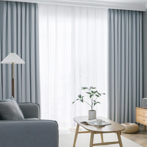 AIFY カーテン 4枚セット 1級 遮光 小窓 ドレープカーテン UVカット 形態記憶加工済み 断熱 節電対策 昼夜目隠し 保温 おしゃれ 洗える 洗濯機対応 (カーテン2枚 レース2枚) 幅150cm x 丈200 cm