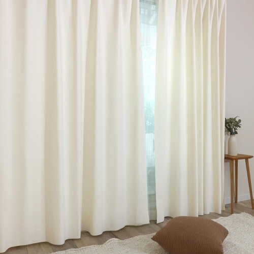 3級遮光 国産防炎カーテン 2枚組35015IV (約150cm幅×約120cm丈) 遮熱 断熱 目隠し 人気 多機能