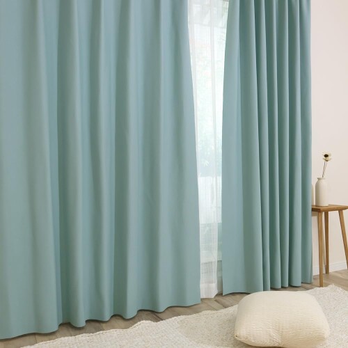 3級遮光 国産防炎カーテン 2枚組35015BL (約150cm幅×約170cm丈) 遮熱 断熱 目隠し 人気 多機能