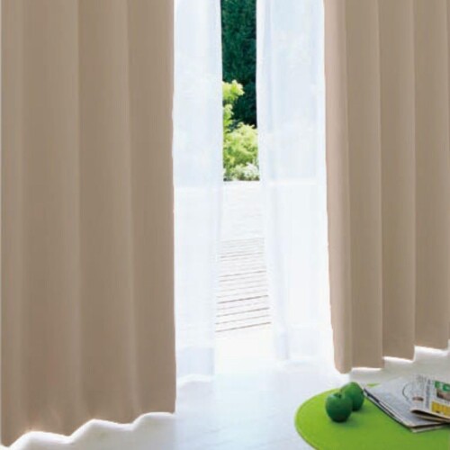 シーフィールド 日本製防炎 1級遮光カーテン 幅150×丈250cm : 2枚組 ライトブラウン 99.99％以上遮光 断熱 防寒 防音 省エネ 厚手 無地 おしゃれ 洗える 寝室 リビング用 NE-01