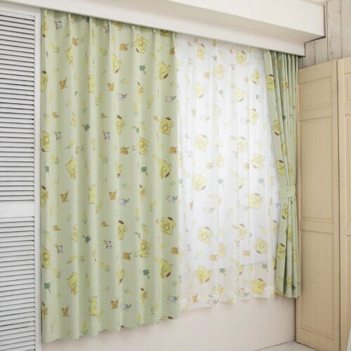 サンリオ(SANRIO) ポムポムプリン 2級 遮光 遮熱 カーテン レース 4枚セット 幅100×200cm丈 サンリオ 丸洗い可 プリン キャラクター SB-608-S/SB-609-S