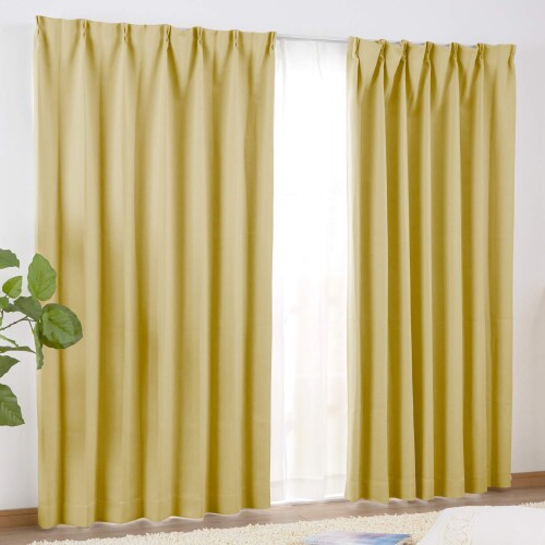 シーフィールド 1級遮光 断熱 防音 カーテン 2枚組 幅100×190cm丈 イエロー HZ-1k-br-N