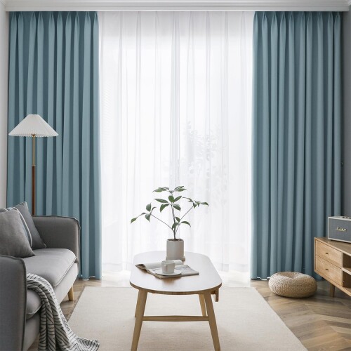 AIFY カーテン 4枚セット 1級 遮光 小窓 ドレープカーテン UVカット 形態記憶加工済み 断熱 節電対策 昼夜目隠し 保温 おしゃれ 洗える 洗濯機対応 (カーテン2枚 レース2枚) 幅150cm x 丈230 cm