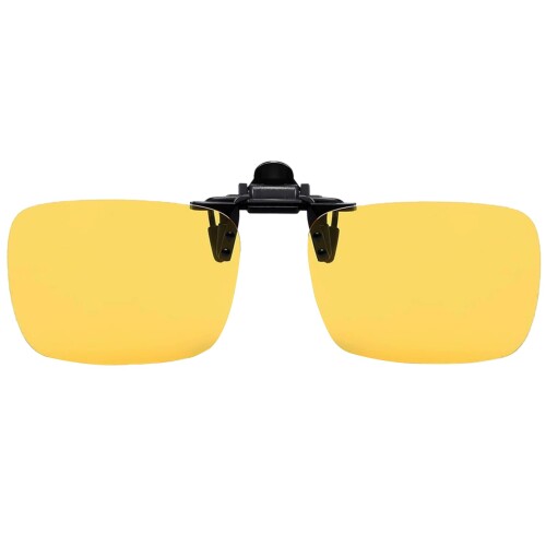 (FF FRAZALA) クリップオン サングラス 跳ね上げ式 偏光レンズ アンチグレア UV 保護 運転 メガネの上からかけるサングラス (夜間専用-黄, 59*42mm)