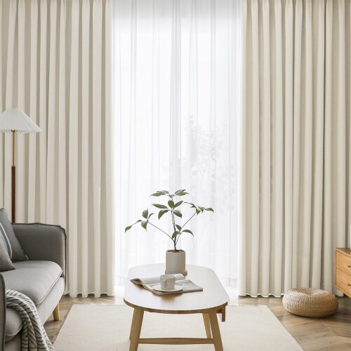 AIFY カーテン 4枚セット 1級 遮光 小窓 ドレープカーテン UVカット 形態記憶加工済み 断熱 節電対策 昼夜目隠し 保温 おしゃれ 洗える 洗濯機対応 (カーテン2枚 レース2枚) 幅150cm x 丈220 cm