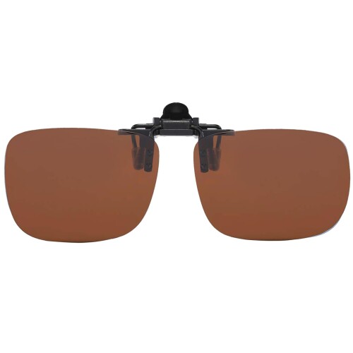 (FF FRAZALA) クリップオン サングラス 跳ね上げ式 偏光レンズ アンチグレア UV 保護 運転 メガネの上からかけるサングラス (茶褐色, 60*47mm)