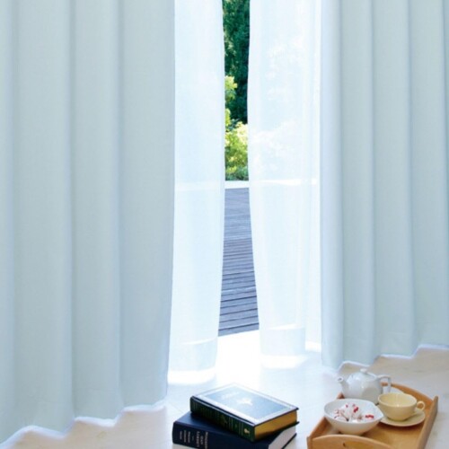 シーフィールド 日本製防炎 1級遮光カーテン 幅150×丈225cm : 2枚組 ブルー 99.99％以上遮光 断熱 防寒 防音 省エネ 厚手 無地 おしゃれ 洗える 寝室 リビング用 NE-01