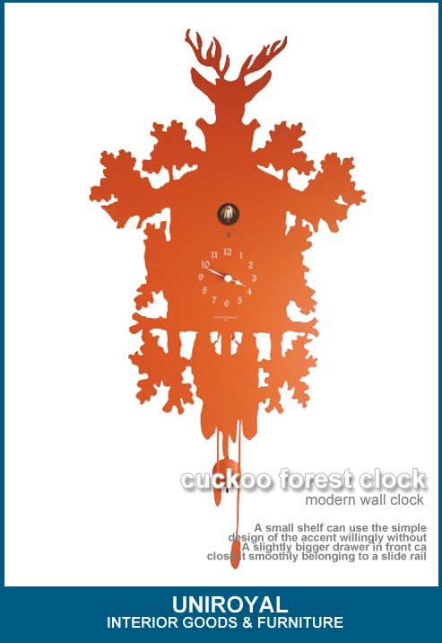 CUCKOO FOREST CLOCKオレンジ/鳩時計/壁掛け時計振り子北欧