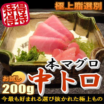 本まぐろ中トロ「極上脂選別!"200g」赤身の旨みと大トロを思わせる極上脂が絡み合う逸品【お試し】【ギフト】【お歳暮】【年末】