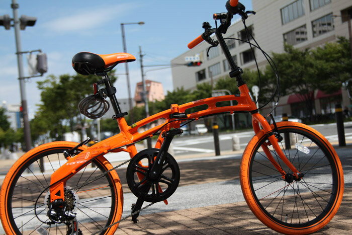 DOPPELGANGER　212　tangerine20インチアルミフレーム折り畳み自転車LEDライト、ワイヤーロック付属※北海道(1260円)と離島・沖縄(2100円)は送料がかかります。【折り畳み自転車　折畳み自転車　折畳自転車　ミニベロ】