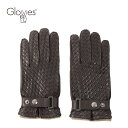 Gloves グローブス メンズ レザー 本革 グローブ イントレチャート カシミア混 ライニング付き ca741 ダークブラウン 国内正規品