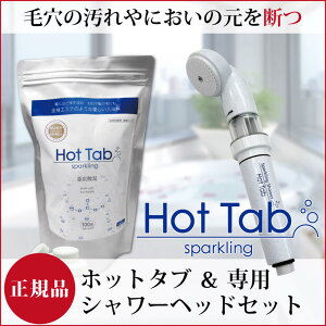 【炭酸泉　HotTab　入浴剤】Hot Tab 肌をすべすべに保ちたい方、身体の芯から温めて疲れを取りたい方、頭皮の汚れを取りたい方や頭皮や体臭など気にされる方に大人気。重炭酸泉のスパークリングホットタブ　100錠＋専用シャワーヘッドセット【楽ギフ_メッセ】