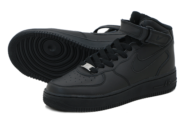 yLy[zyfB[XTCYzNIKE AIR FORCE 1 MID GS iCL GA tH[X 1 ~bh O[hXN[ BLACK/BLACK