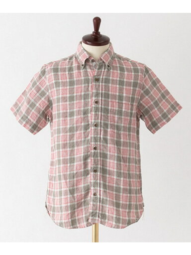 Freemans Sporting Club Linen Check Buttondown Shirt Short Sleeve UF65-13R001: Red Freemans Sporting Club Linen Check Buttondown Shirt Short Sleeve UF65-13R001: Red