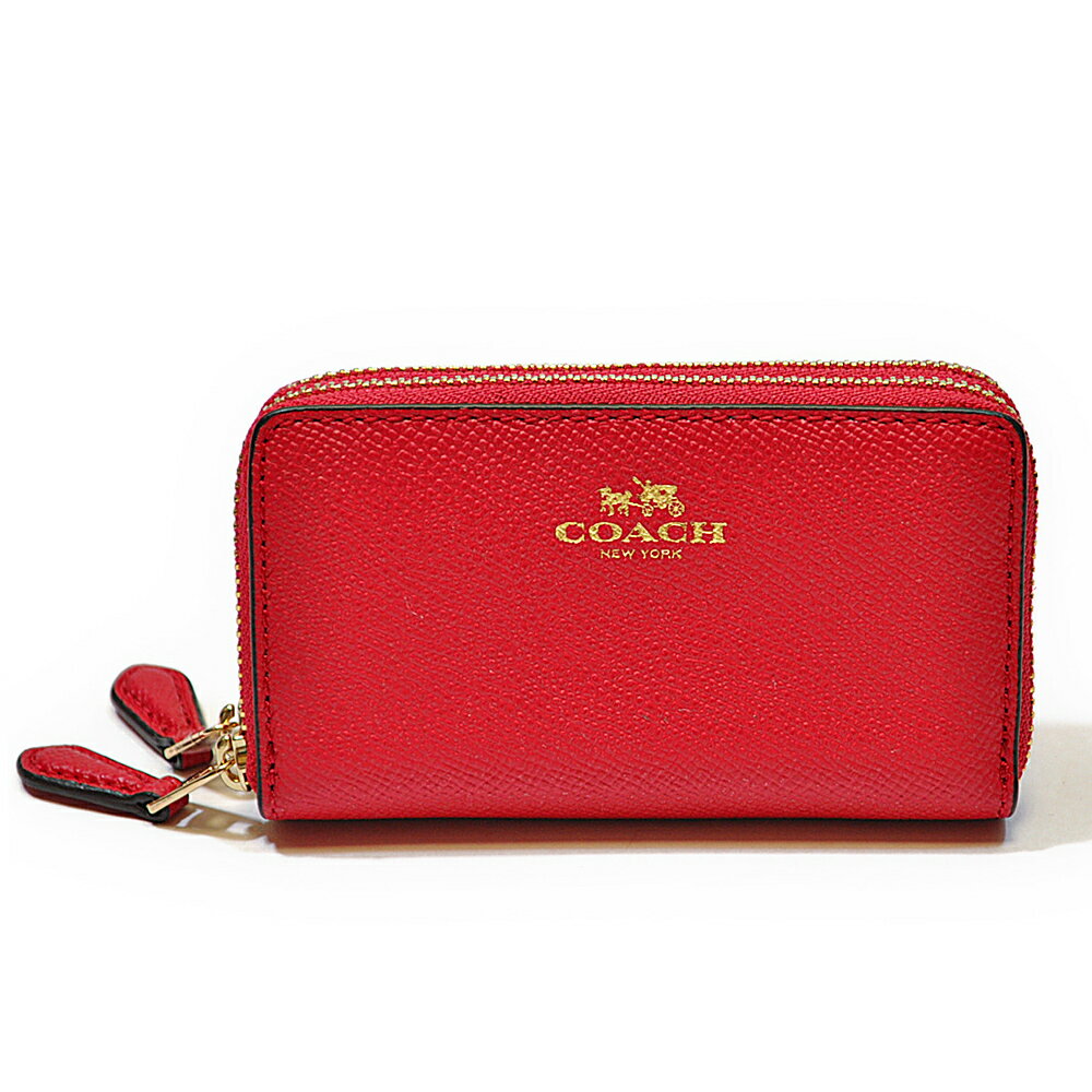 コーチ COACH 財布 小銭入れ F57855 IMBPK クロスグレイン レザー ダブルジップ コインケース ブライトピンク