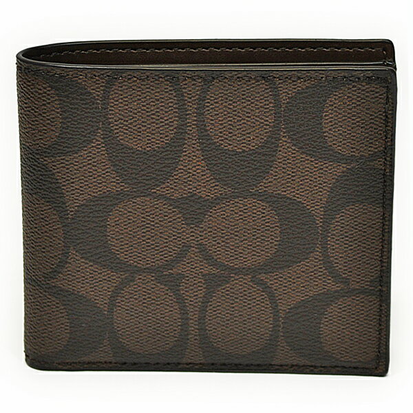 コーチ COACH 財布 折財布 メンズ F75083 MA/BR PVC シグネチャー ダブルビル ウォレット マホガニー/ブラウン