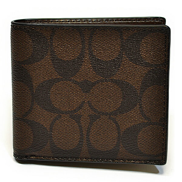 コーチ COACH 財布 折財布 メンズ F75006 MA/BR PVC シグネチャー コイン ウォレット マホガニー/ブラウン