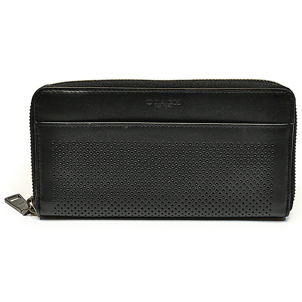 コーチ COACH 財布 長財布 メンズ F58104 BLK パーフォレイテッド レザー アコーディオン ジップアラウンド ファスナー ブラック
